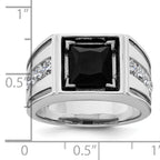 14k White Gold Black Rhodium 1 1/3 carat Lab Grown Diamond VS/SI+ G+ and Onyx Complete Men's Ring