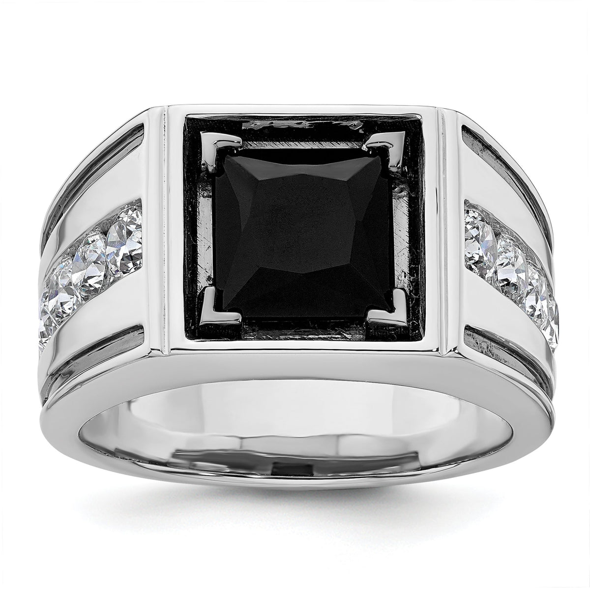 Men's Black Lab-Grown Diamond & Onyx Ring in 14K White Gold (1 1/3 ct. tw.), Size 10 - Sophia Jewelers Main image