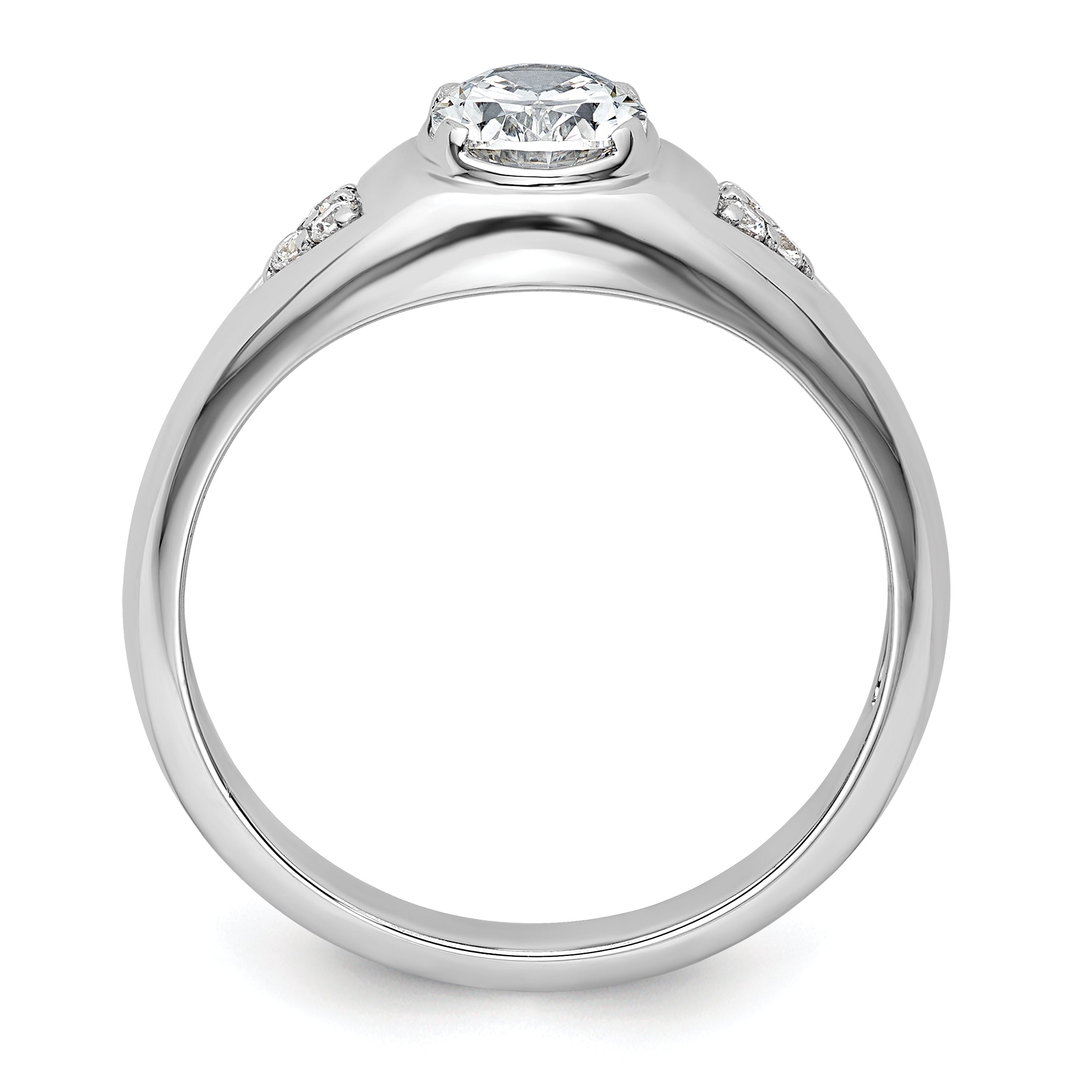 14k White Gold 1/10 carat Lab Grown Diamond 1 carat Oval Center Semi Mount Men's Ring, Mounting Only Secondary image