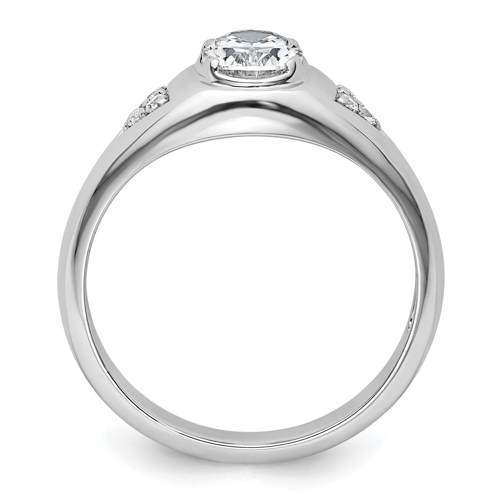14k White Gold 1 carat Lab Grown Diamond VS/SI+ G+ Oval Complete Men's Ring - Sophia Jewelers