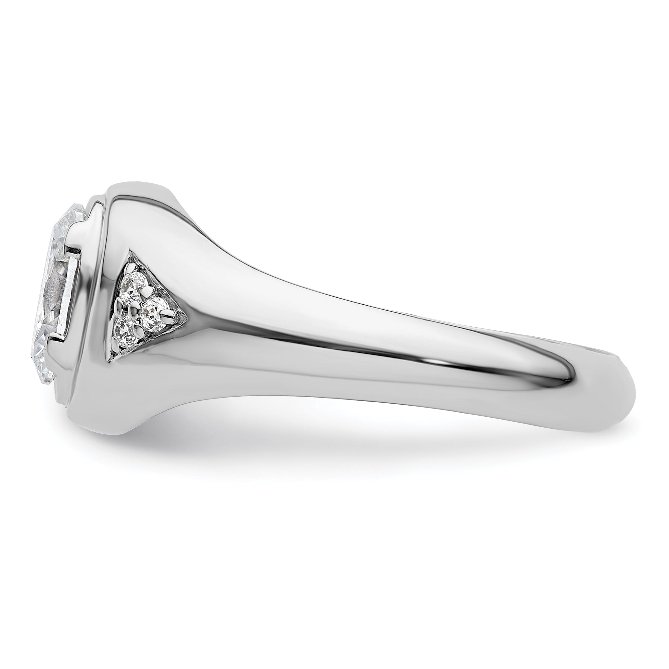 14k White Gold 1/10 carat Lab Grown Diamond 1 carat Oval Center Semi Mount Men's Ring, Mounting Only - Sophia Jewelers