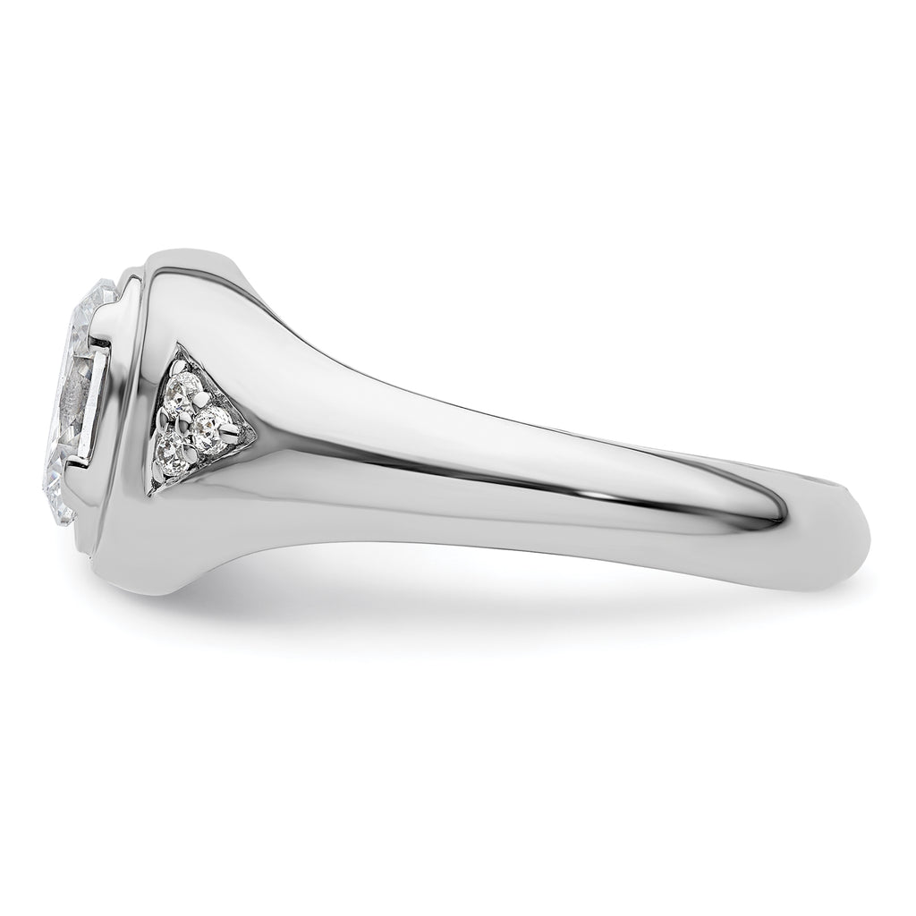 14k White Gold 1 carat Lab Grown Diamond VS/SI+ G+ Oval Complete Men's Ring - Sophia Jewelers