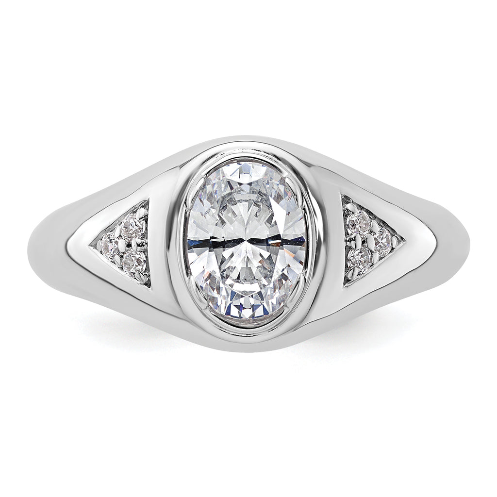 14k White Gold 1/10 carat Lab Grown Diamond 1 carat Oval Center Semi Mount Men's Ring, Mounting Only - Sophia Jewelers