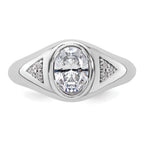 14k White Gold 1/10 carat Lab Grown Diamond 1 carat Oval Center Semi Mount Men's Ring, Mounting Only - Sophia Jewelers