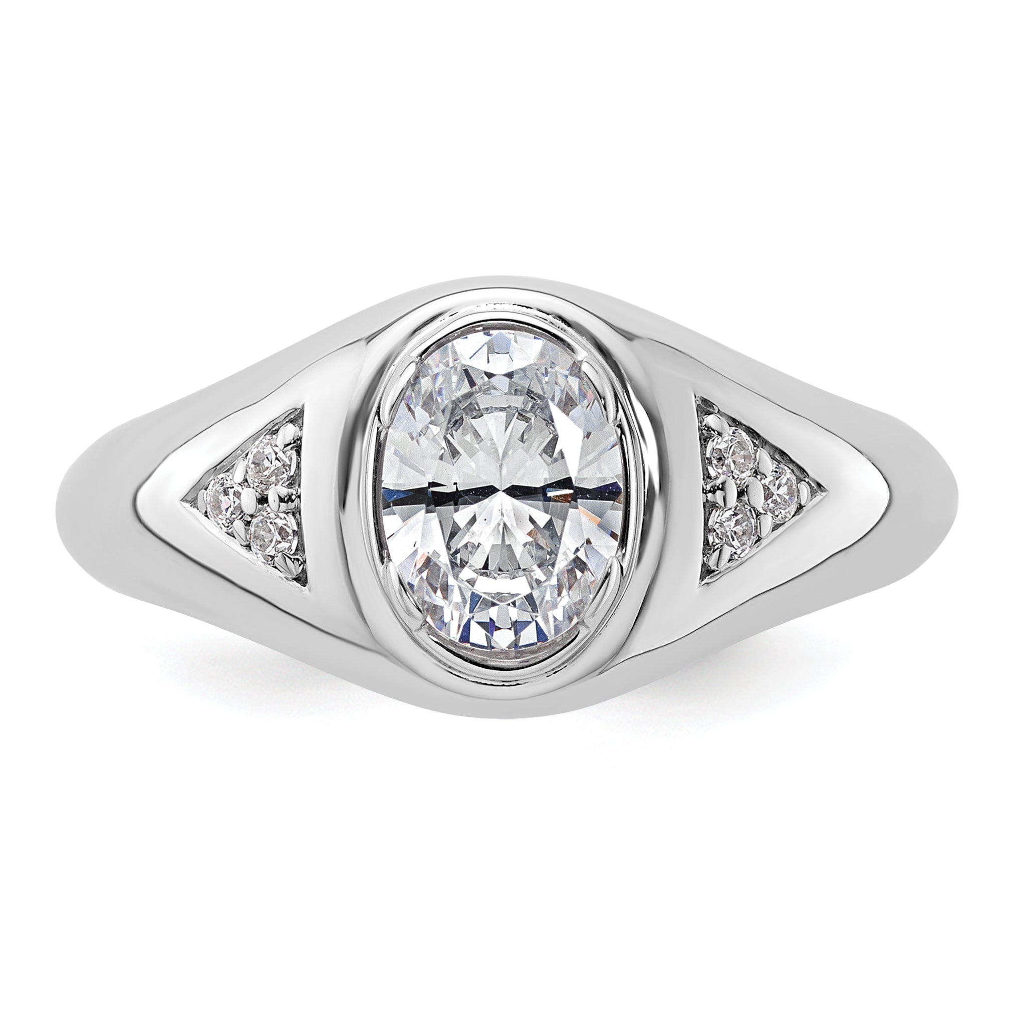 14k White Gold 1/10 carat Lab Grown Diamond 1 carat Oval Center Semi Mount Men's Ring, Mounting Only - Sophia Jewelers