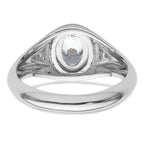 14k White Gold 1 carat Lab Grown Diamond VS/SI+ G+ Oval Complete Men's Ring - Sophia Jewelers