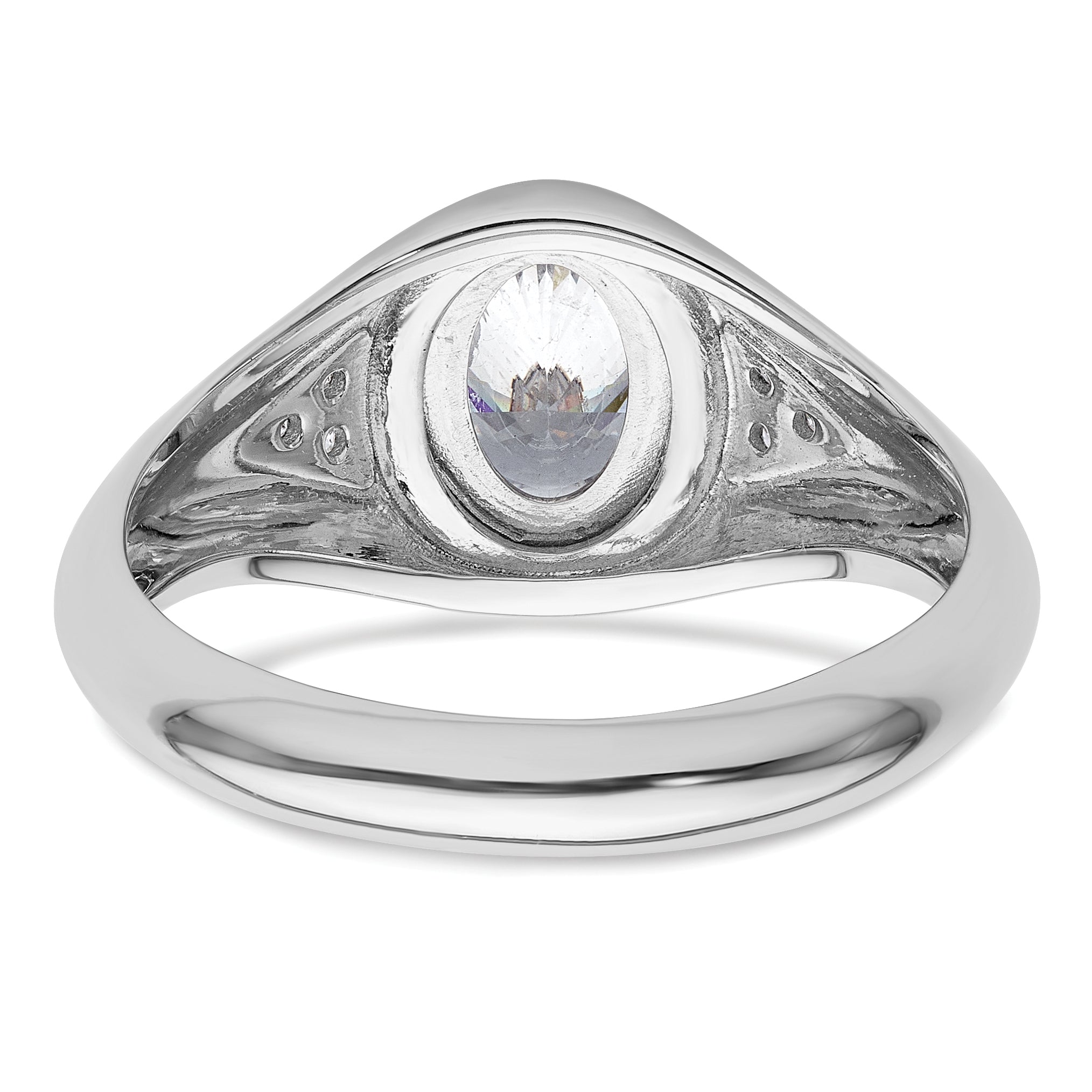 14k White Gold 1 carat Lab Grown Diamond VS/SI+ G+ Oval Complete Men's Ring - Sophia Jewelers