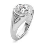 14k White Gold 1 carat Lab Grown Diamond VS/SI+ G+ Oval Complete Men's Ring - Sophia Jewelers