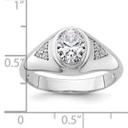 14k White Gold 1/10 carat Lab Grown Diamond 1 carat Oval Center Semi Mount Men's Ring, Mounting Only - Sophia Jewelers