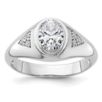 14k White Gold 1 carat Lab Grown Diamond VS/SI+ G+ Oval Complete Men's Ring - Sophia Jewelers