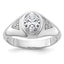 14k White Gold 1/10 carat Lab Grown Diamond 1 carat Oval Center Semi Mount Men's Ring, Mounting Only - Sophia Jewelers