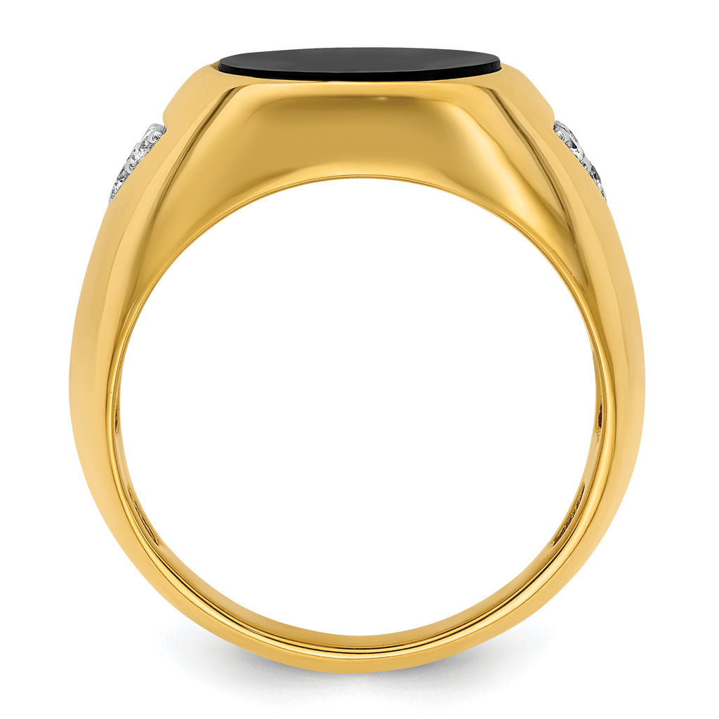 14k 1/6 carat Lab Grown Diamond VS/SI+ G+ and Onyx Complete Men's Ring - Sophia Jewelers