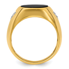 14k 1/6 carat Lab Grown Diamond VS/SI+ G+ and Onyx Complete Men's Ring