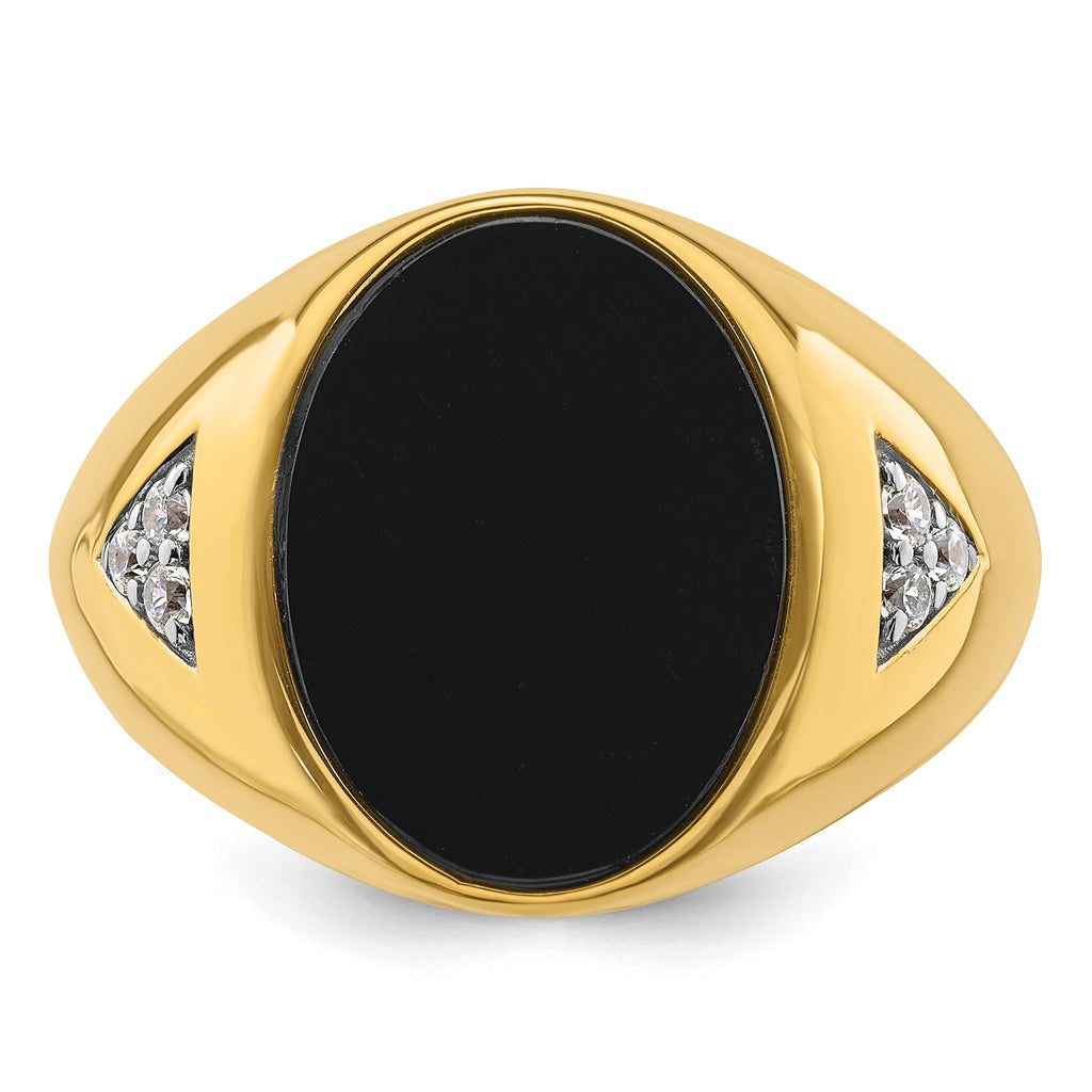 14k 1/6 carat Lab Grown Diamond VS/SI+ G+ and Onyx Complete Men's Ring - Sophia Jewelers