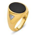 14k 1/6 carat Lab Grown Diamond VS/SI+ G+ and Onyx Complete Men's Ring - Sophia Jewelers
