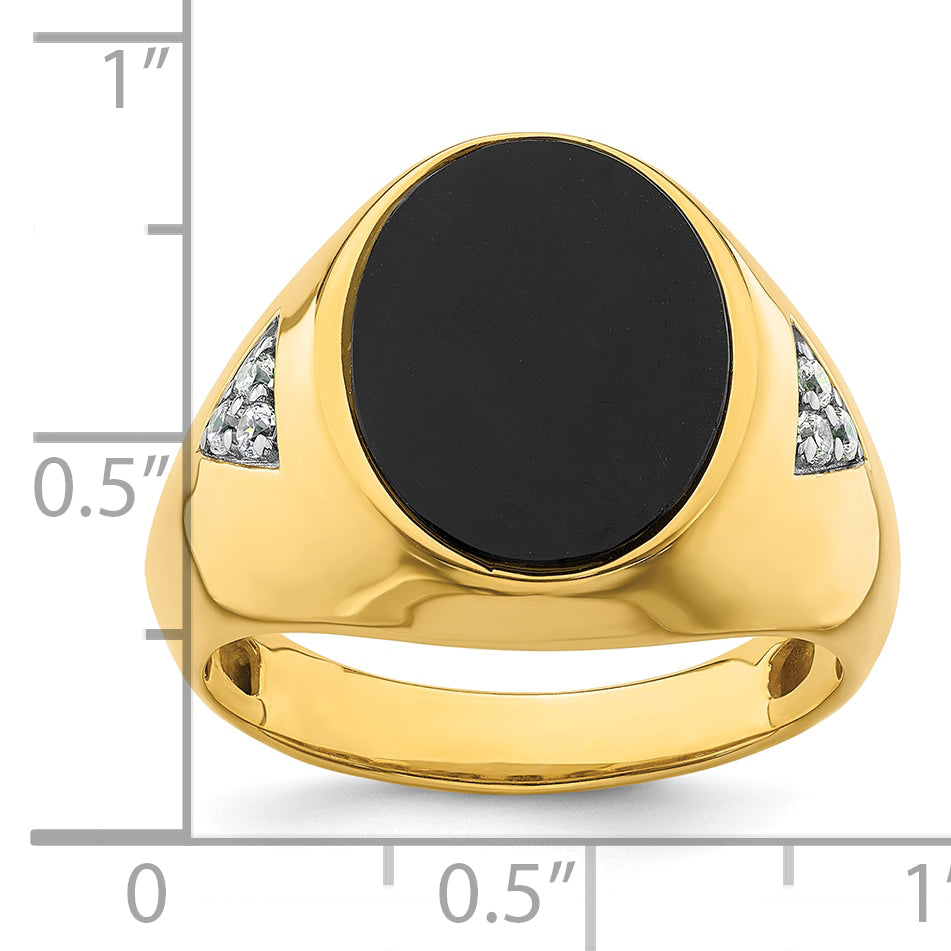 14k 1/6 carat Lab Grown Diamond VS/SI+ G+ and Onyx Complete Men's Ring - Sophia Jewelers