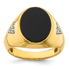 14k 1/6 carat Lab Grown Diamond VS/SI+ G+ and Onyx Complete Men's Ring