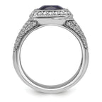 14k White Gold 1 carat Lab Grown Diamond VS/SI+ G+ and Created Blue Sapphire Complete Men