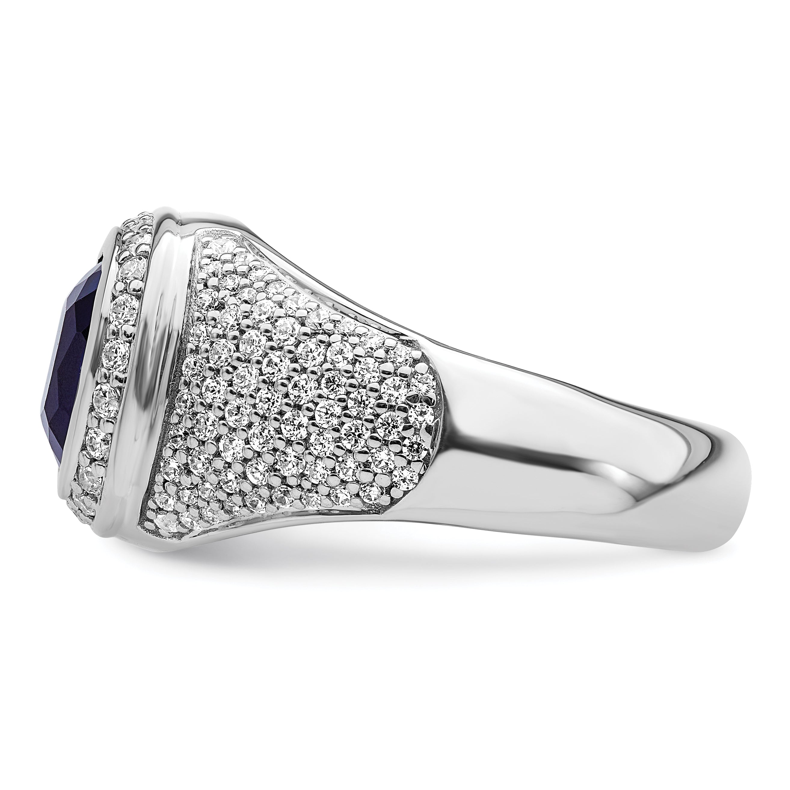 14k White Gold 1 carat Lab Grown Diamond VS/SI+ G+ and Created Blue Sapphire Complete Men