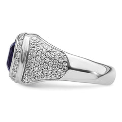 14k White Gold 1 carat Lab Grown Diamond VS/SI+ G+ and Created Blue Sapphire Complete Men