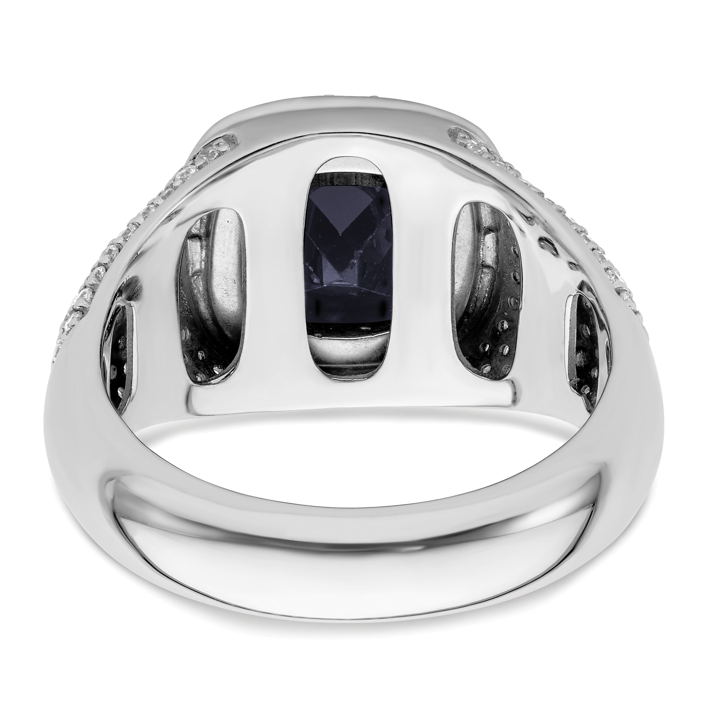 14k White Gold 1 carat Lab Grown Diamond VS/SI+ G+ and Created Blue Sapphire Complete Men