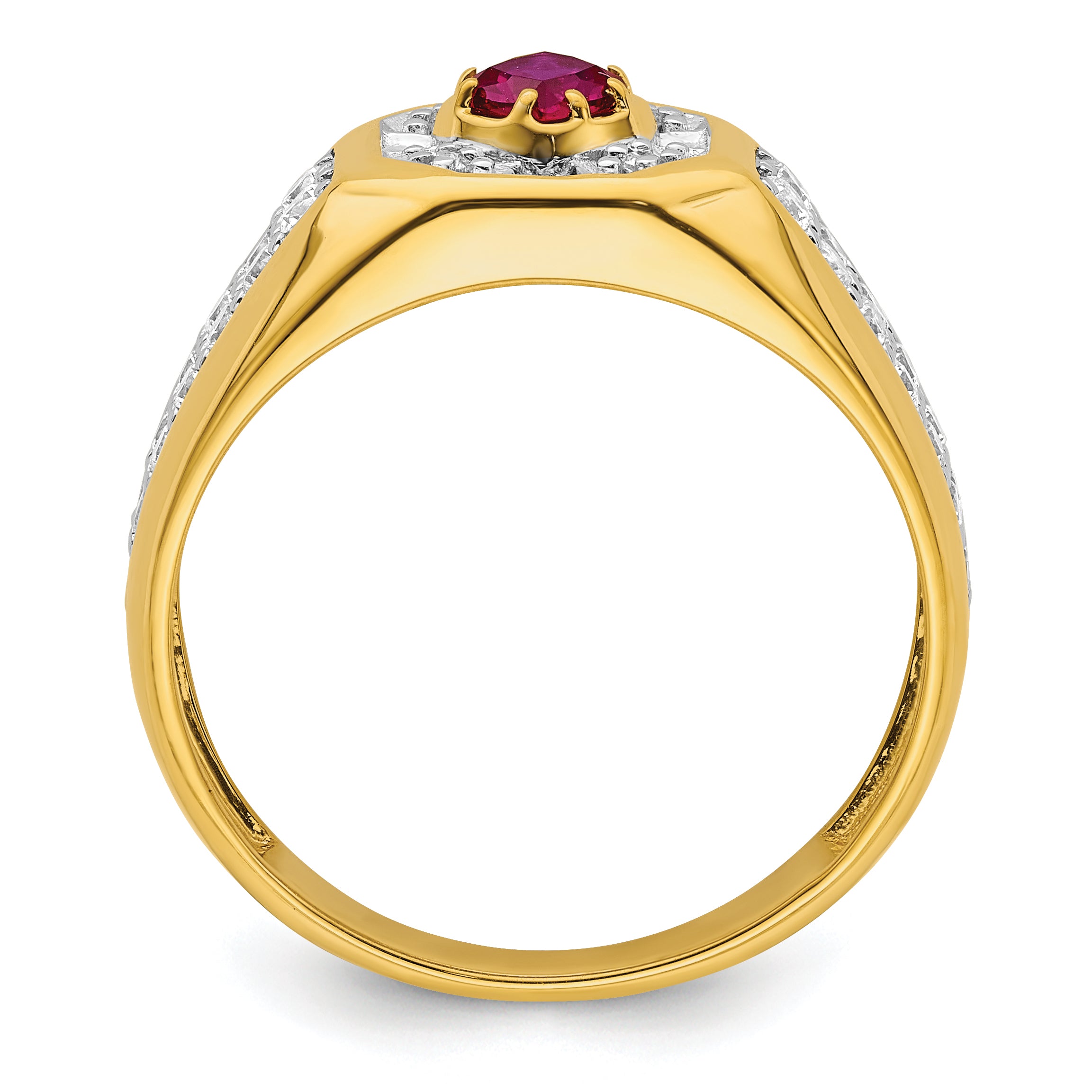 14k 5/8 carat Lab Grown Diamond VS/SI+ G+ and Created Ruby Complete Men's Ring Secondary image