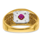 14k 5/8 carat Lab Grown Diamond VS/SI+ G+ and Created Ruby Complete Men's Ring