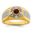14k 5/8 carat Lab Grown Diamond VS/SI+ G+ and Created Ruby Complete Men's Ring