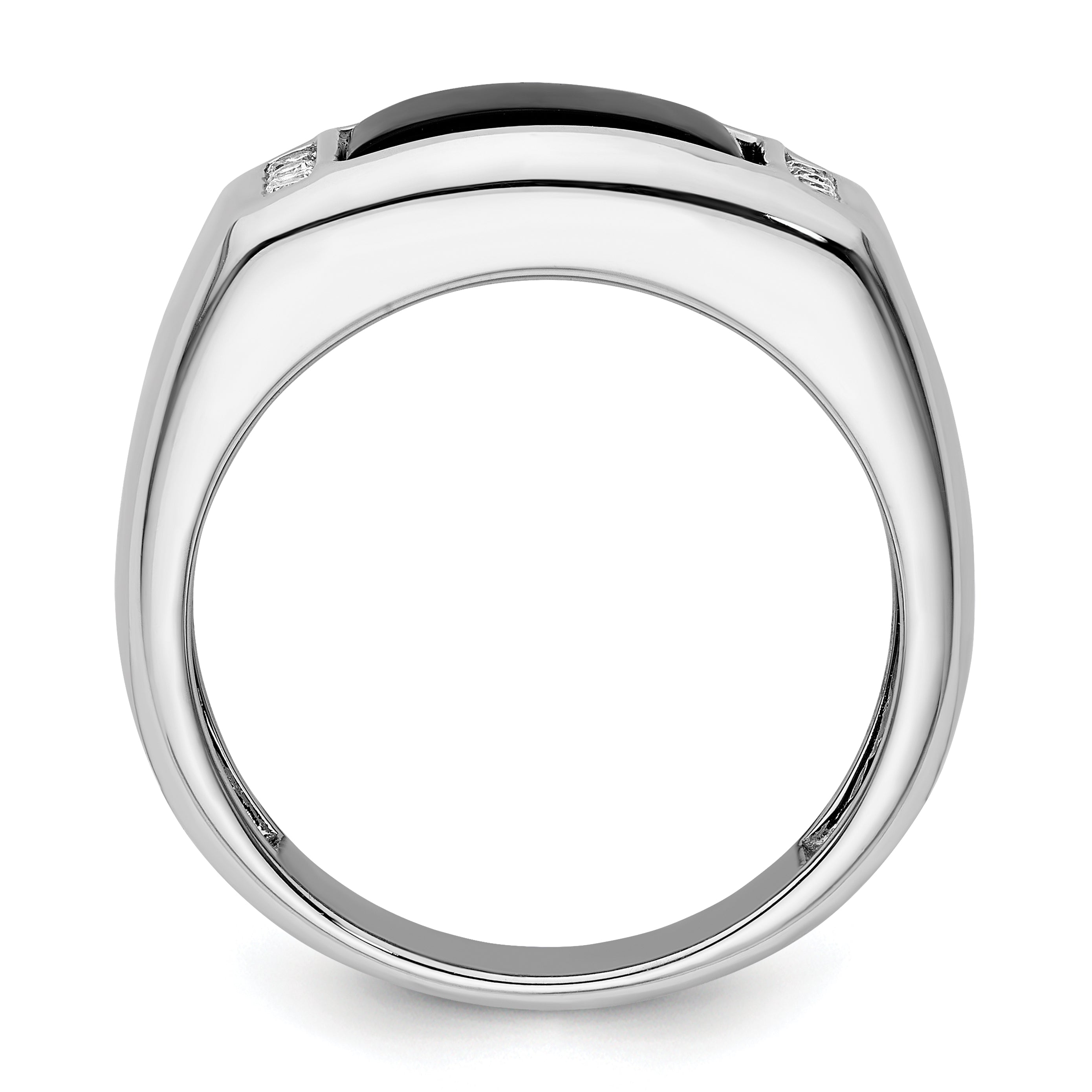 14k White Gold 1/5 carat Lab Grown Diamond VS/SI+ G+ and Onyx Complete Men's Ring Secondary image
