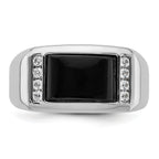 14k White Gold 1/5 carat Lab Grown Diamond VS/SI+ G+ and Onyx Complete Men's Ring