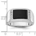 14k White Gold 1/5 carat Lab Grown Diamond VS/SI+ G+ and Onyx Complete Men's Ring