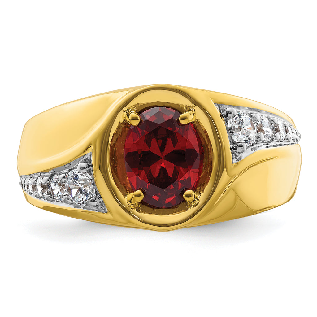 14k 3/8 carat Lab Grown Diamond VS/SI+ G+ and Created Ruby Complete Men's Ring