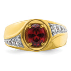 14k 3/8 carat Lab Grown Diamond VS/SI+ G+ and Created Ruby Complete Men's Ring