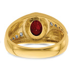 14k 3/8 carat Lab Grown Diamond VS/SI+ G+ and Created Ruby Complete Men's Ring