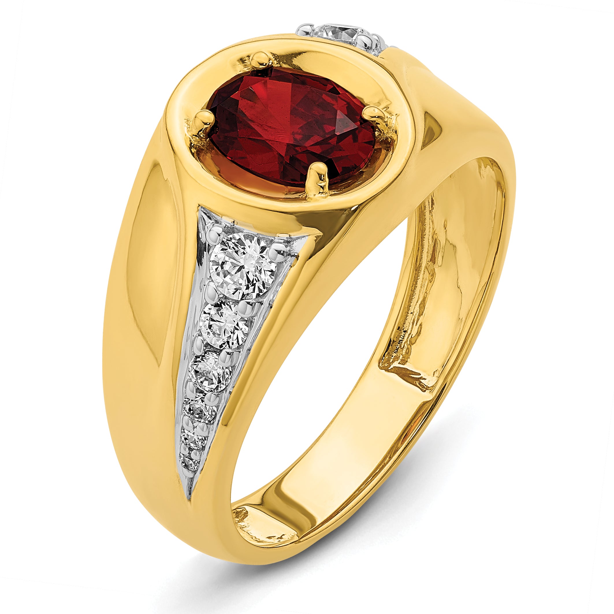 14k 3/8 carat Lab Grown Diamond VS/SI+ G+ and Created Ruby Complete Men's Ring
