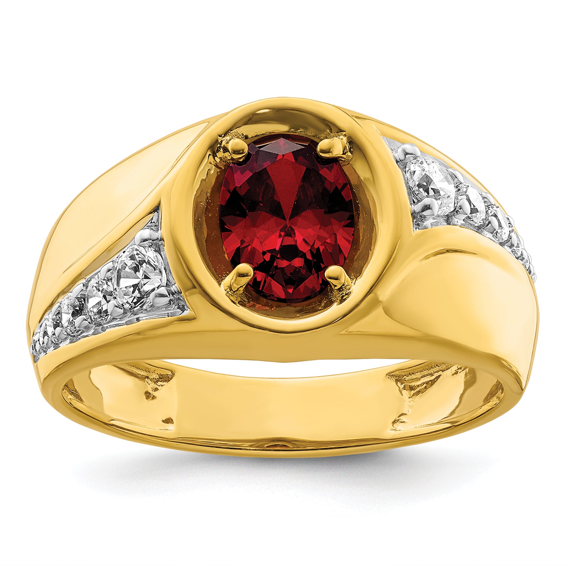 14k 3/8 carat Lab Grown Diamond VS/SI+ G+ and Created Ruby Complete Men's Ring Main image