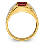 14k with White Rhodium 3/4 carat Lab Grown Diamond VS/SI+ G+ and Created Ruby Complete Men's Ring