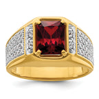 14k with White Rhodium 3/4 carat Lab Grown Diamond VS/SI+ G+ and Created Ruby Complete Men's Ring
