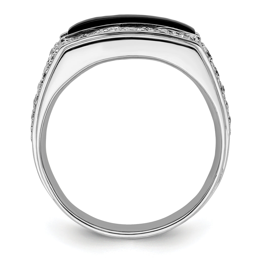 14k White Gold 1 carat Lab Grown Diamond VS/SI+ G+ and Onyx Complete Men's Ring