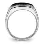 14k White Gold 1 carat Lab Grown Diamond VS/SI+ G+ and Onyx Complete Men's Ring