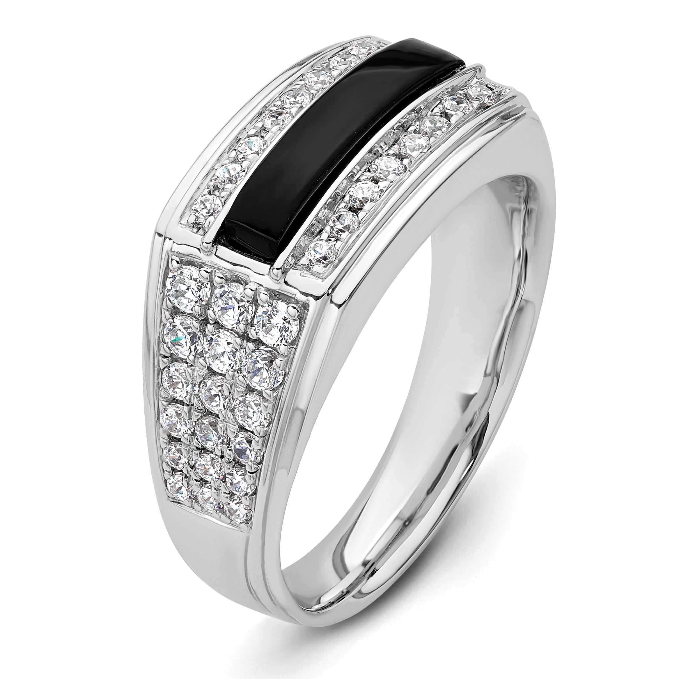14k White Gold 1 carat Lab Grown Diamond VS/SI+ G+ and Onyx Complete Men's Ring