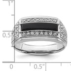 14k White Gold 1 carat Lab Grown Diamond VS/SI+ G+ and Onyx Complete Men's Ring