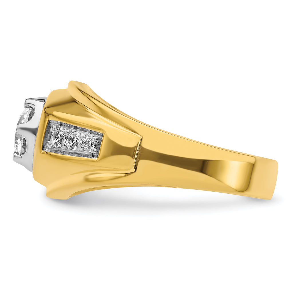 14k Two Tone 1 1/5 carat Lab Grown Diamond VS/SI+ G+ Complete Polished Men's Ring