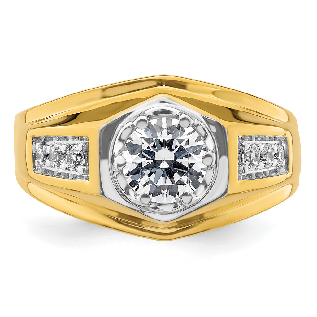 14k Two Tone 1 1/5 carat Lab Grown Diamond VS/SI+ G+ Complete Polished Men's Ring