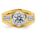 14k Two Tone 1 1/5 carat Lab Grown Diamond VS/SI+ G+ Complete Polished Men's Ring