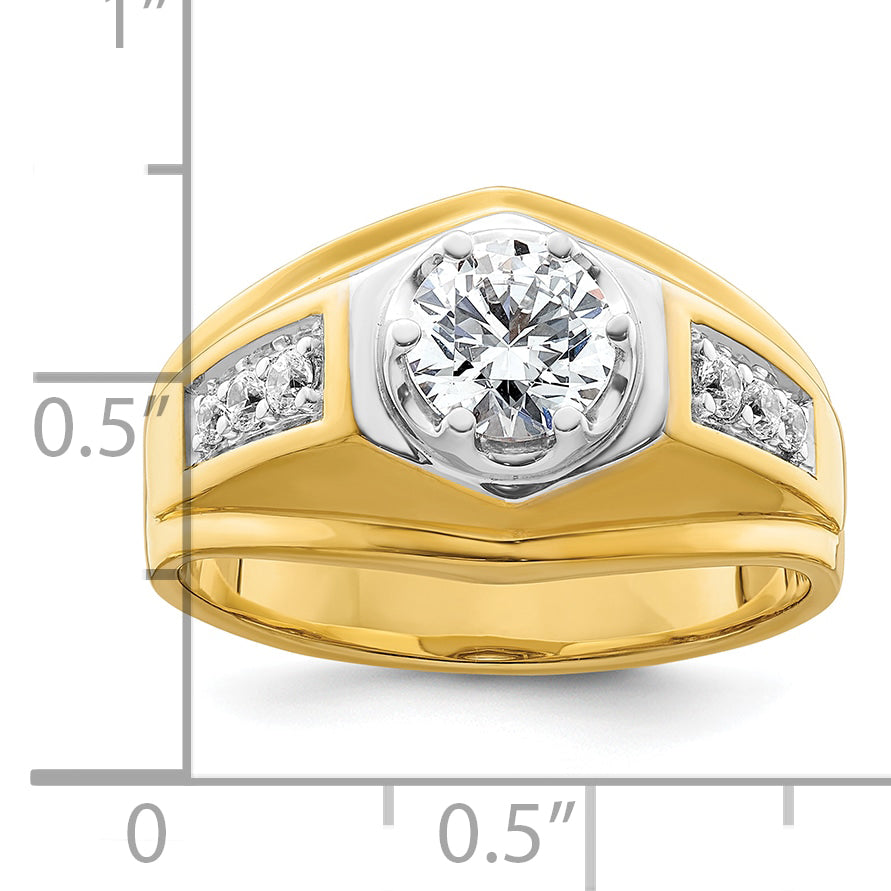 14k Two Tone 1 1/5 carat Lab Grown Diamond VS/SI+ G+ Complete Polished Men's Ring