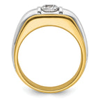 14k Two-tone 3/4 carat Lab Grown Diamond VS/SI+ G+ Complete Polished and Satin Men's Ring