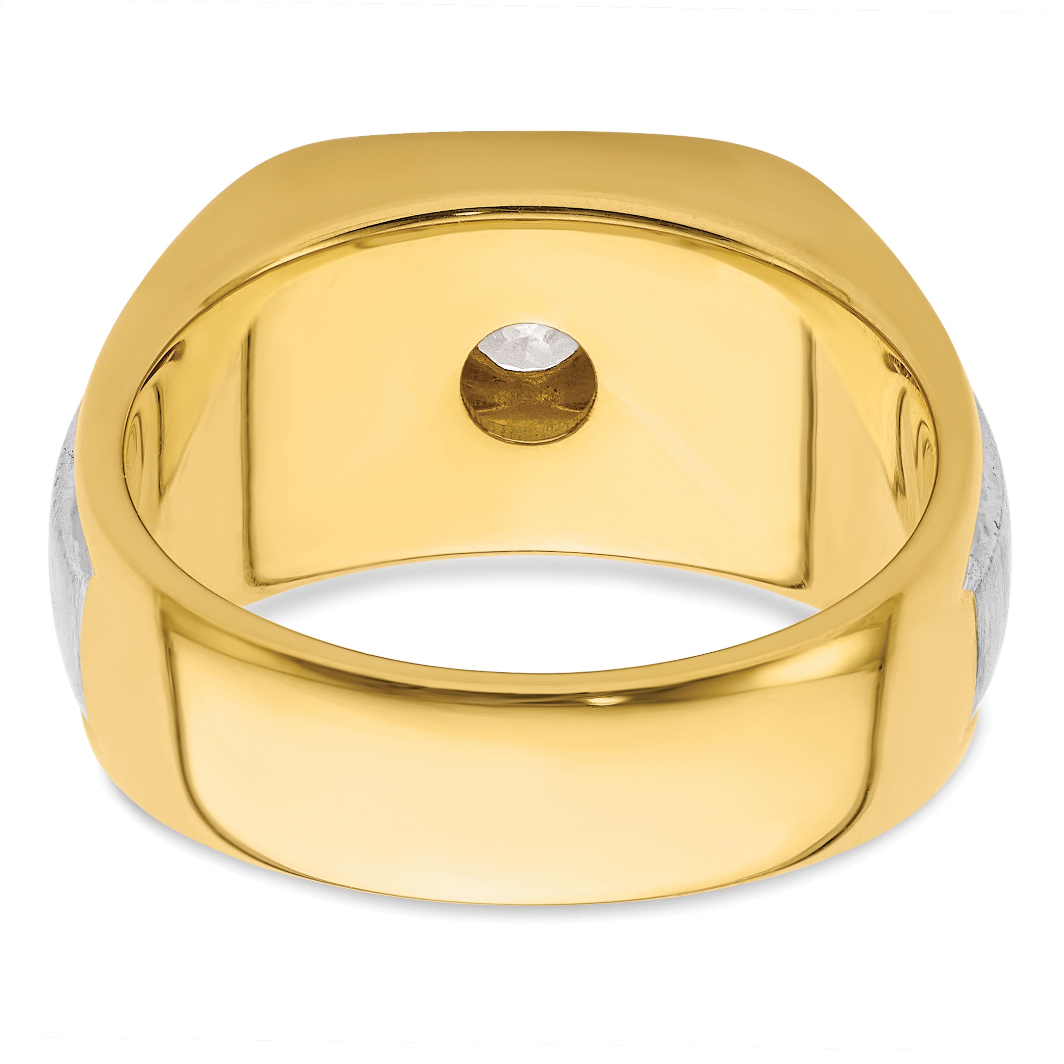 14k Two-tone 3/4 carat Lab Grown Diamond VS/SI+ G+ Complete Polished and Satin Men's Ring