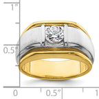 14k Two-tone 3/4 carat Lab Grown Diamond VS/SI+ G+ Complete Polished and Satin Men's Ring