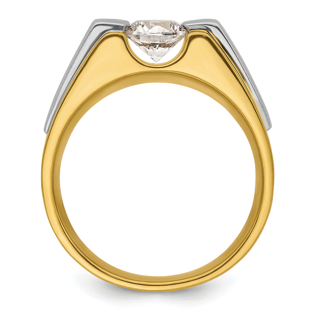 14k Two-Tone 1 carat Lab Grown Diamond VS/SI+ G+ Complete Polished and Satin Men's Ring - Sophia Jewelers